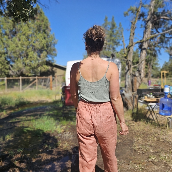 100% cotton linen pant, pink trouser - Picture 1 of 3